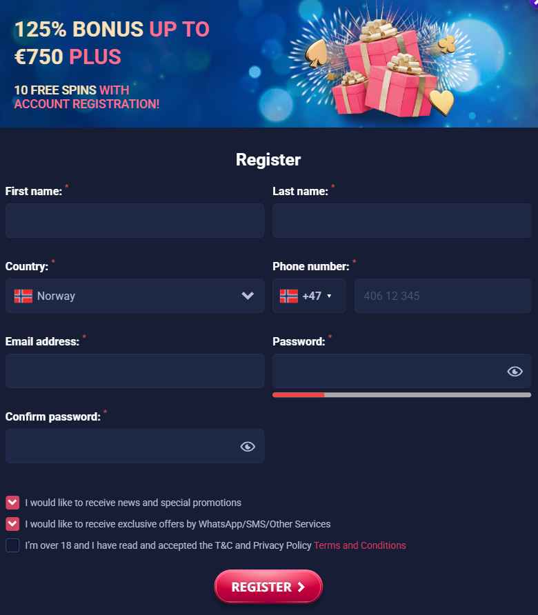 Connexion au Vegas Plus Casino