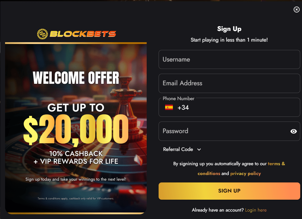 BlockBets Casino login