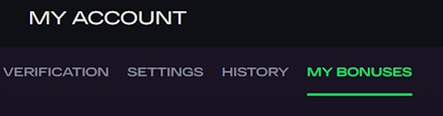 casino profile section and bonuses area