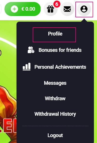 Slottica Casino profile section