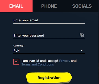 Formularz rejestracyjny Slottyway Casino z polami do wypełnienia