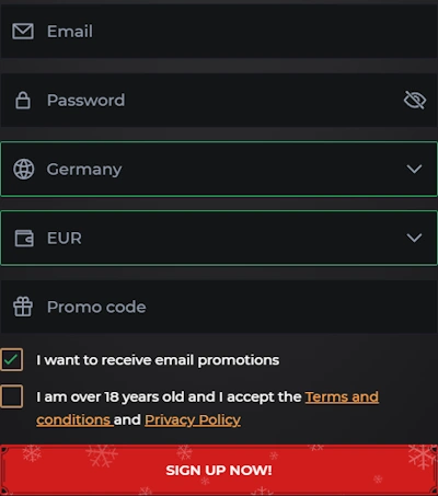 Windetta Casino registration form