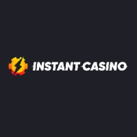 Instant Casino logo with a lightning bolt icon inside a yellow and orange gear, placed against a dark background.
