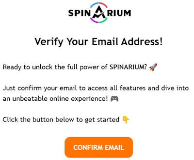 email verification step to receive bonus