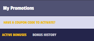 promotions section and bonus location