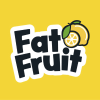 Fat Fruit Casino Bonus Logo with a cheerful lemon illustration.