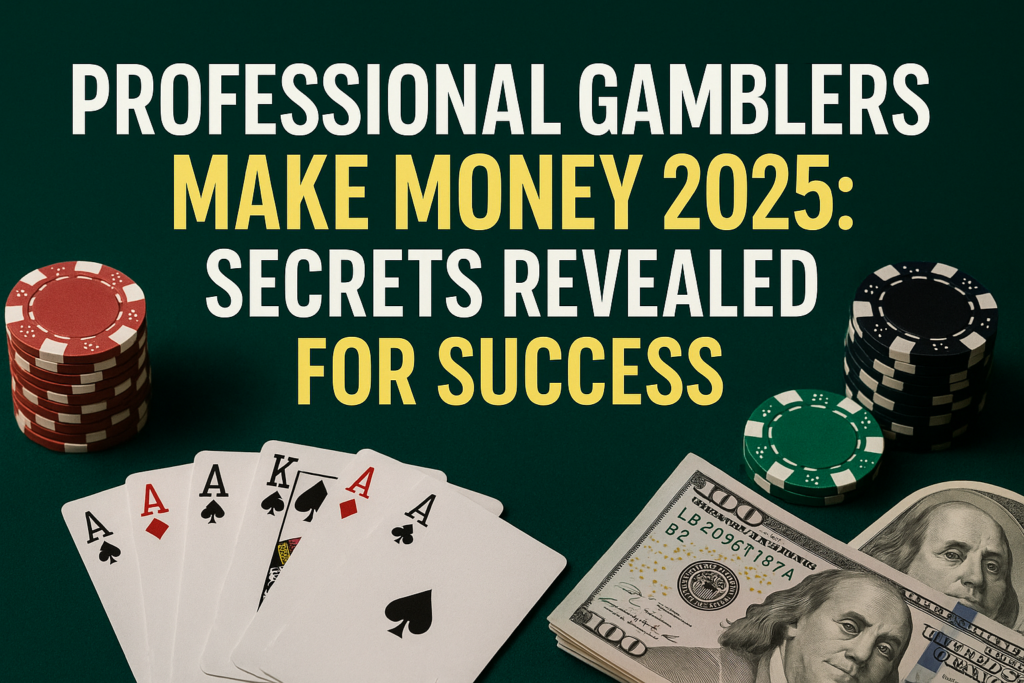 Professional gamblers success 2025 - poker cards, chips, and dollar bills on green table