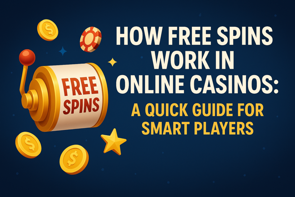 How free spins work in online casinos visual with lever and symbols