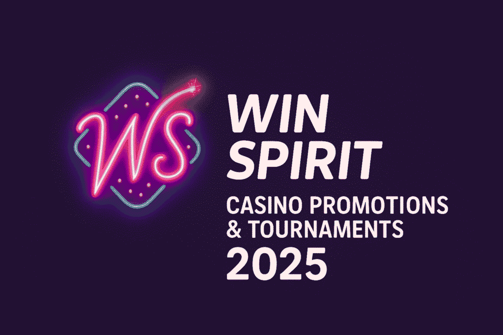 Win Spirit Casino Promotions & Tournaments 2025 logo in neon style