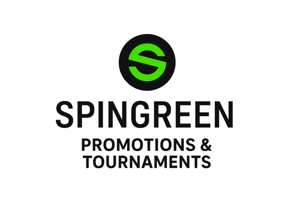 SpinGreen logo with text “SpinGreen Promotions & Tournaments” in bold black letters