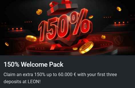 Leon Bet 赌场登录奖金套餐