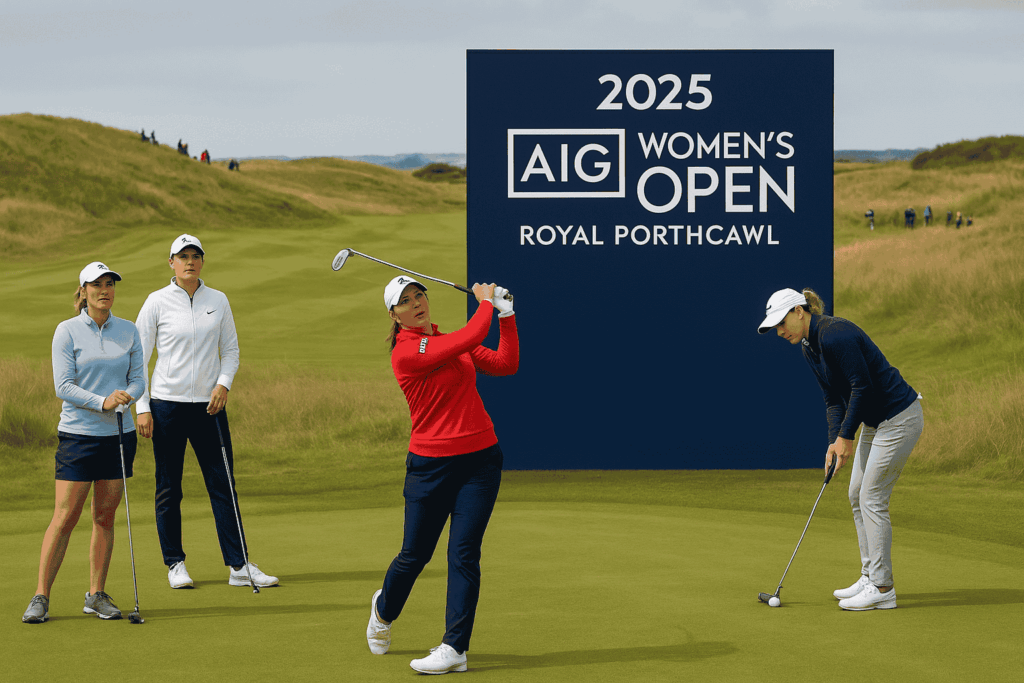 Female golfers competing at the AIG Women’s Open 2025 at Royal Porthcawl