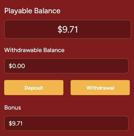 Grande Vegas Casino account balance