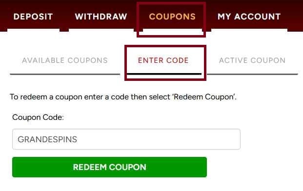 Grande Vegas Casino promo code