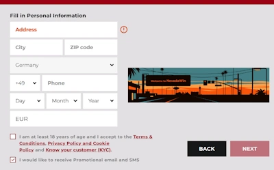 Casino personal information