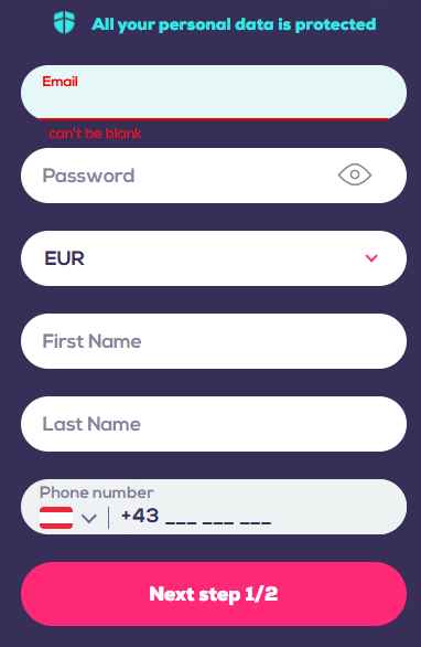 Wild Fortune Login Page