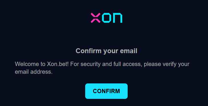XONbet Casino email verification