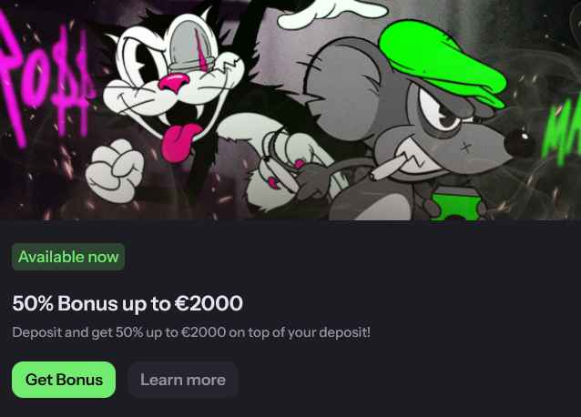 50% €2000 Deposit Bonus