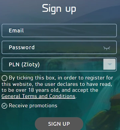 Bonanza Game Casino registration form