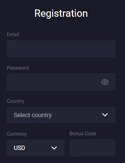 Jozz Casino registration form