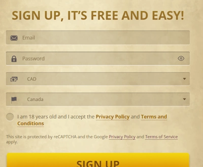 Playamo Casino registration form