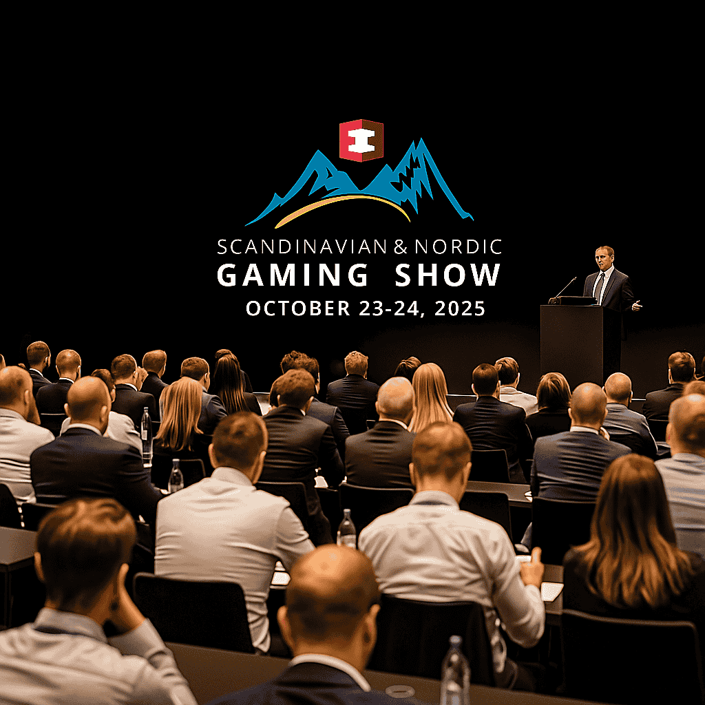Speaker presenting at Scandinavian Nordic Gaming Show 2025 conference in Stockholm Sweden