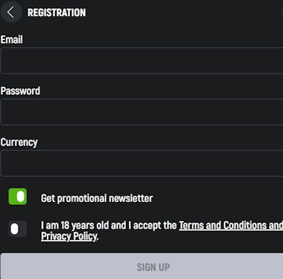 SpinGreen Casino registration form