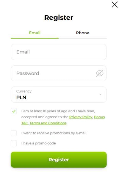Verde Casino sign up form