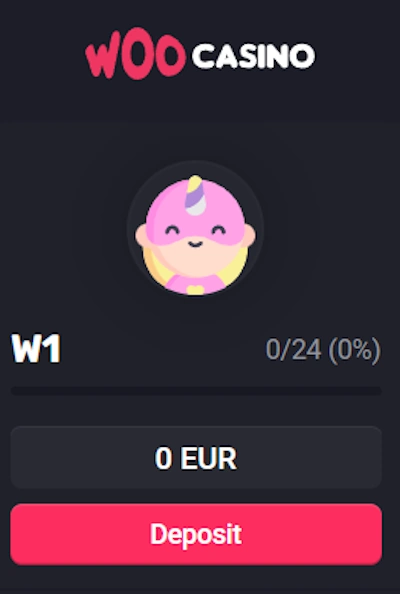 Woo Casino interface showing free spins activation