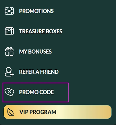 Lemon Casino promóciós kód beviteli mező a pénztárban