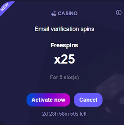 Axe Casino no deposit bonus activation