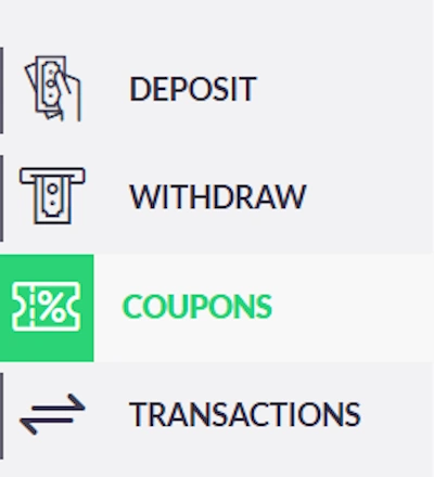 coupons section and bonus location