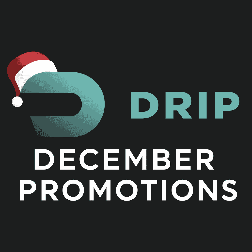 Drip Casino promotion December 2025 logo with Santa hat and teal gradient brand design