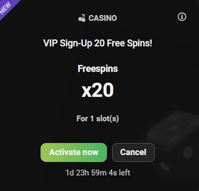 FastPay Casino no deposit bonus activation interface