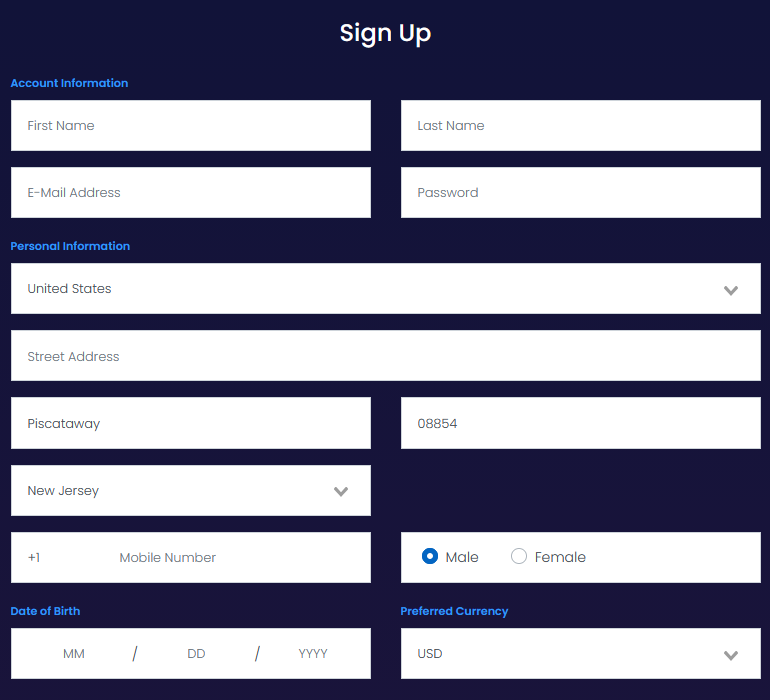 Planet 7 Casino Login Page