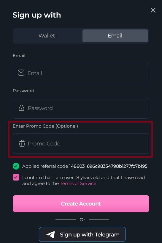HunnyPlay Casino Login Page