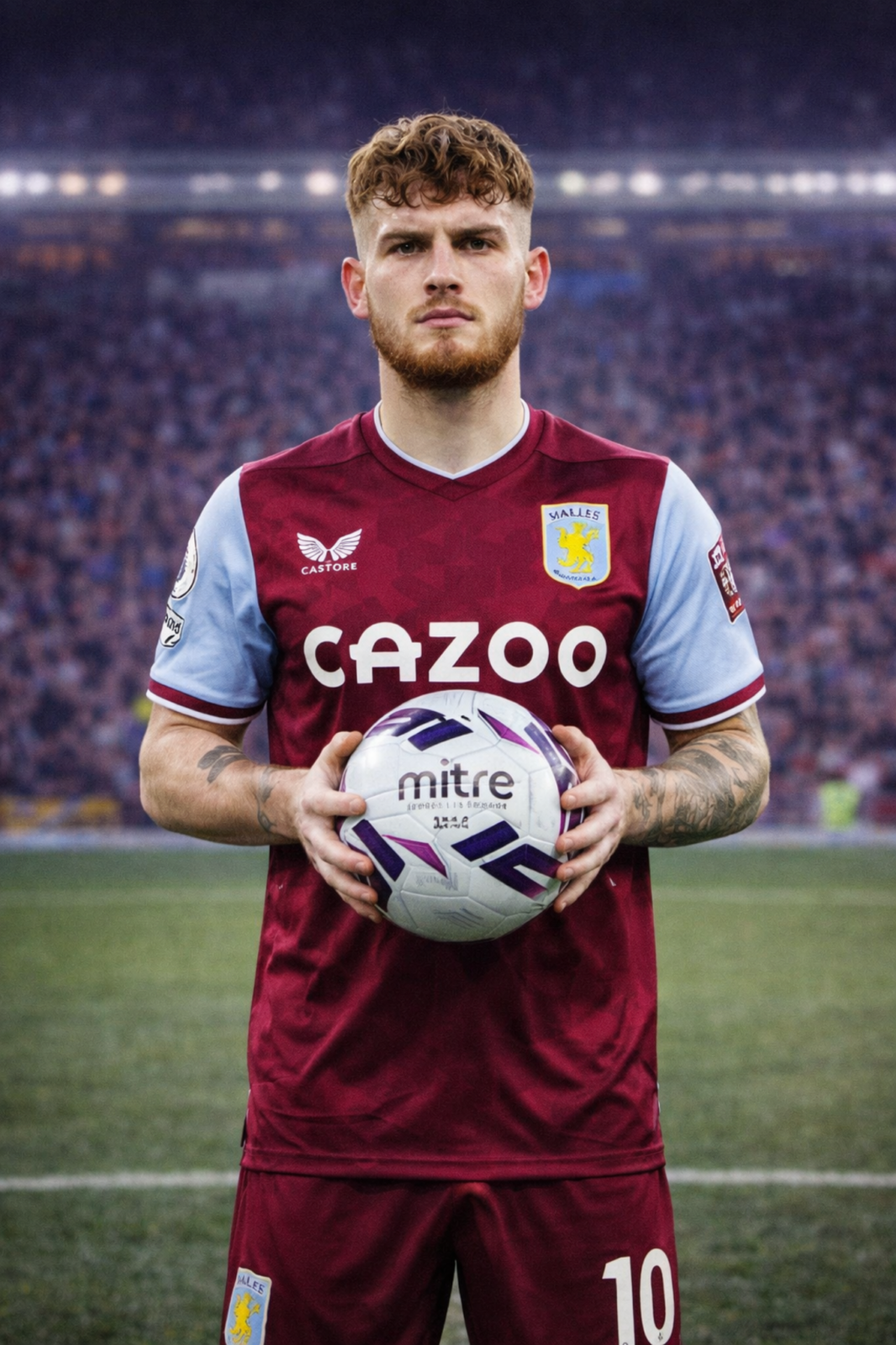 Harvey Elliott in Aston Villa kit holding a Premier League ball as Aston Villa hesitate over a £35m transfer obligation