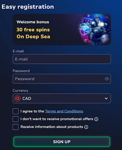 7Bit Casino registration form