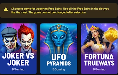 three slots to choose for playing