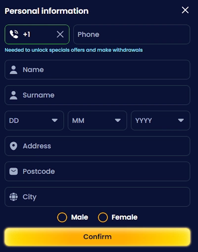 personal information updating to receice the offer