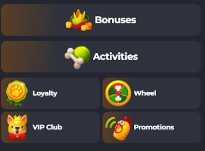 CorgiBet Casino bonuses section