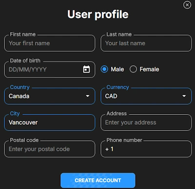 personal information during registration