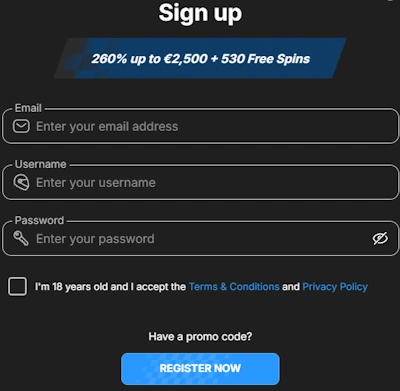 Need For Spin Casino sign up