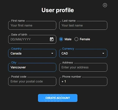 personal information during registration