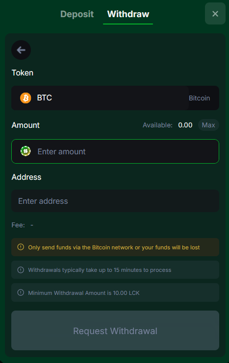 Withdrawals Tab