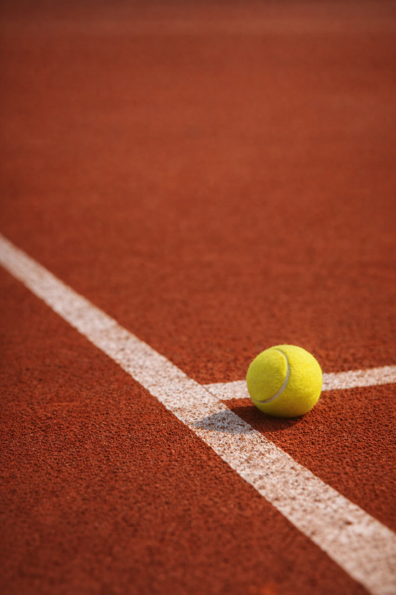 Tennis ball resting on clay court line close-up, representing tennis betting markets