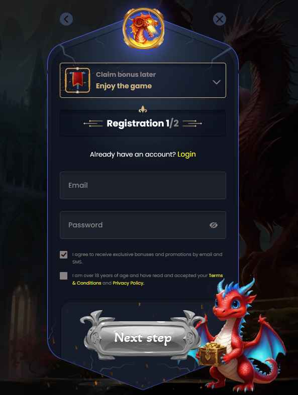 DragonSlots Casino Login Page