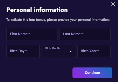 personal information updating to receive the bonus
