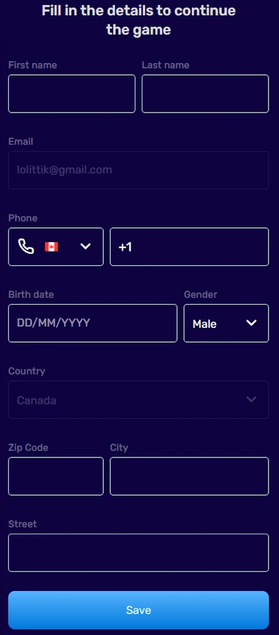 personal information during registration