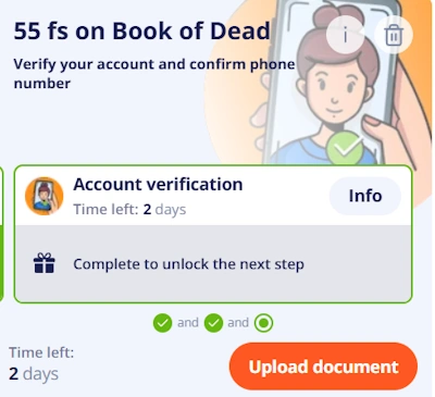 V.Vegas Casino document upload step to receive free spins